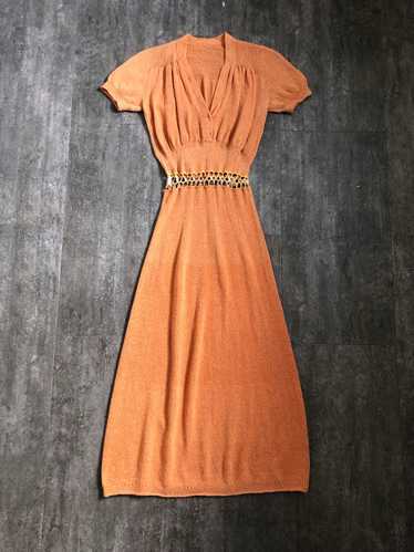 1930s 1940s knit dress . vintage knit dress . size