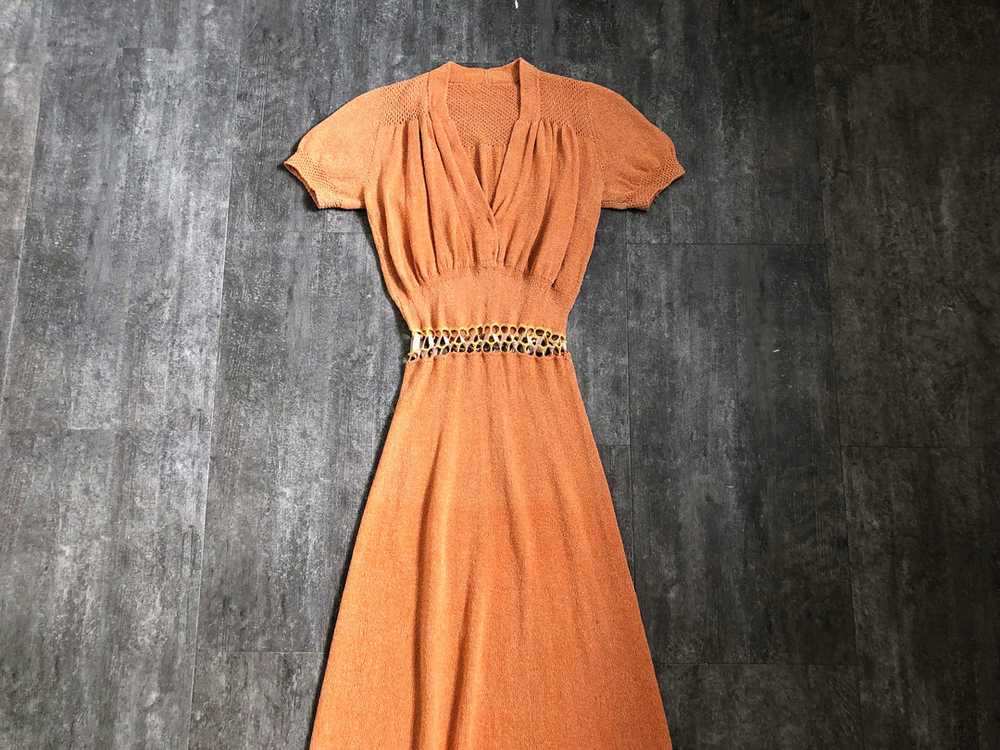 1930s 1940s knit dress . vintage knit dress . siz… - image 3