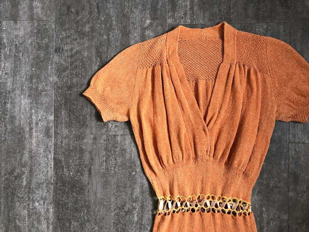 1930s 1940s knit dress . vintage knit dress . siz… - image 4