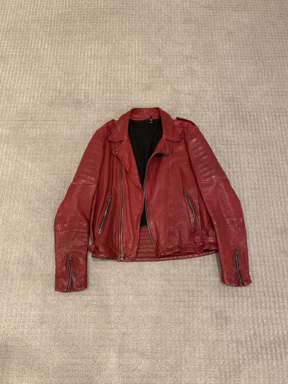 Edun Edun Red Leather Moto Jacket - image 1