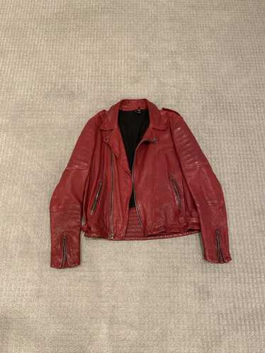 Edun Edun Red Leather Moto Jacket