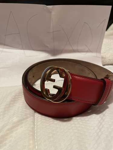 GUCCI cowhide leather GG Marmont gold buckle belt bag red – Brand Off Hong  Kong Online Store