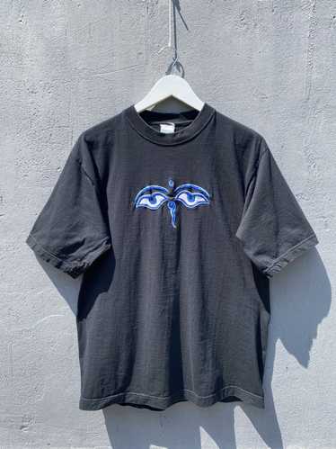 Blue Tie Dye Ringer T-Shirt Buddha Size XXL Unisex NWOT