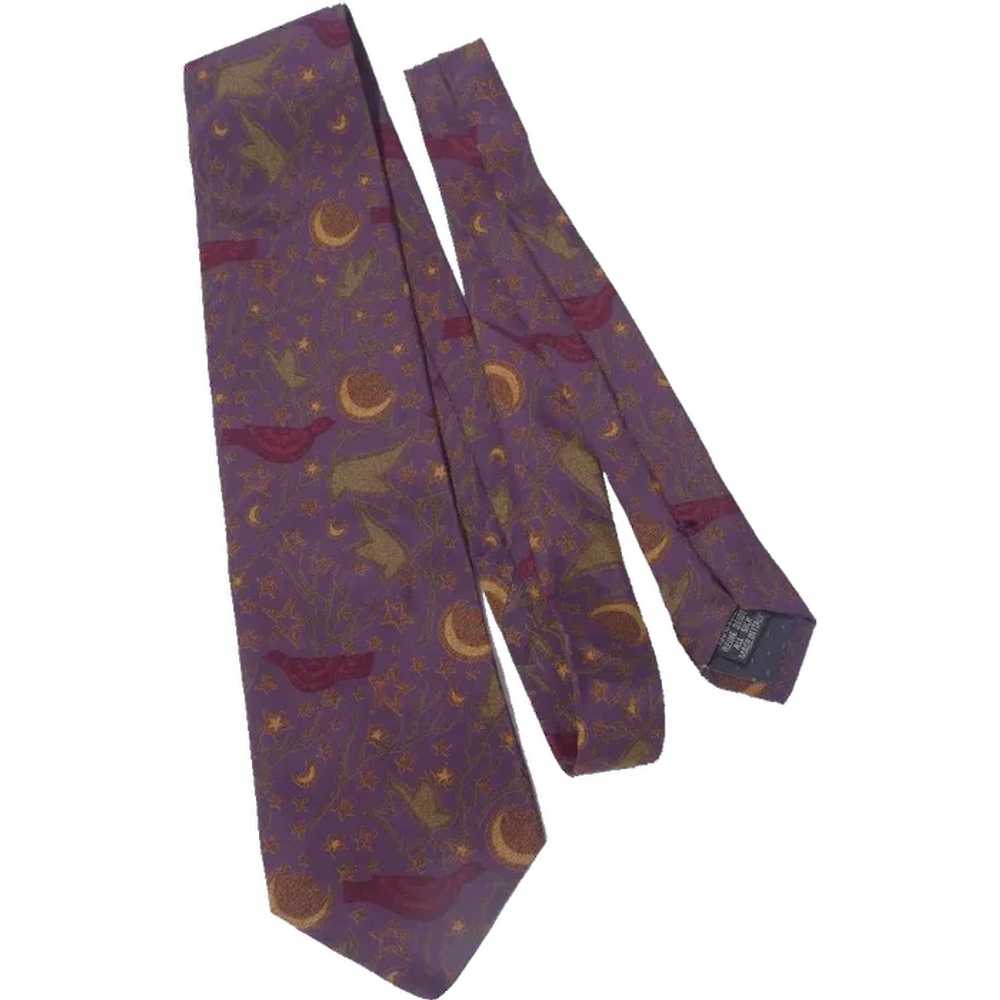 Yves Saint Laurent YSL Bird Moon Star Print Silk … - image 1