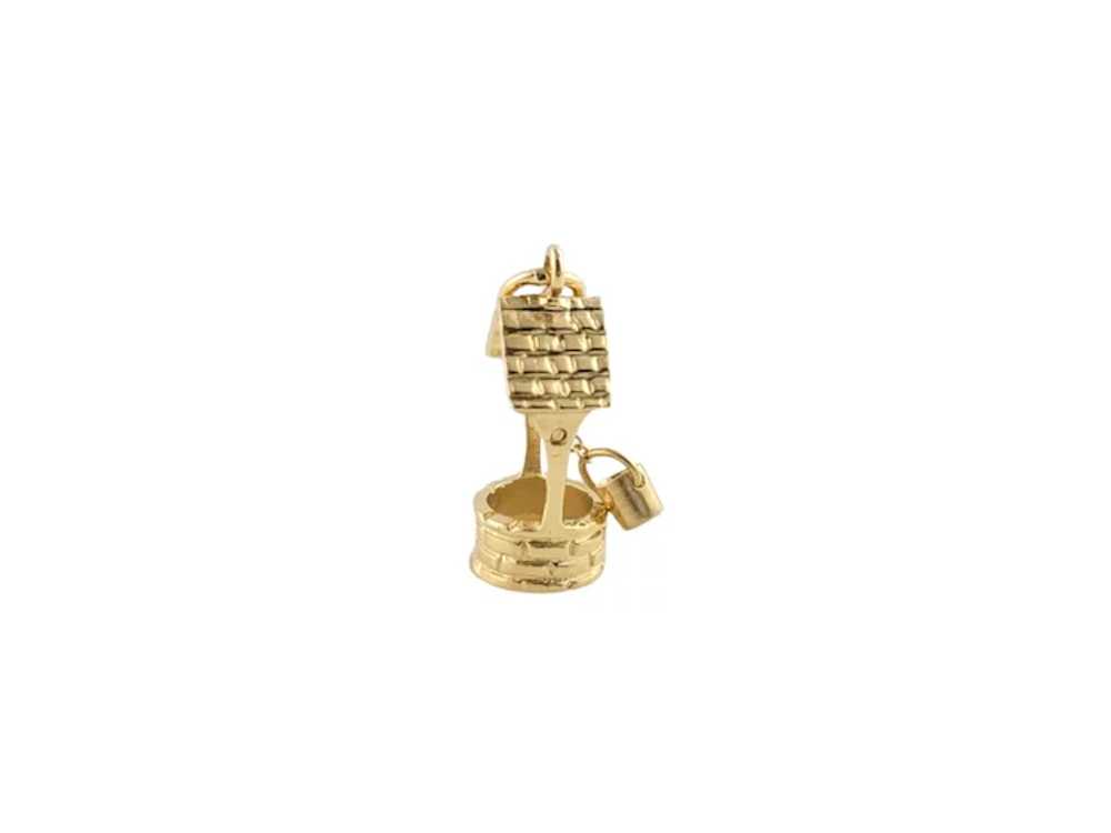 Vintage 14K Yellow Gold Water Well Charm - image 4