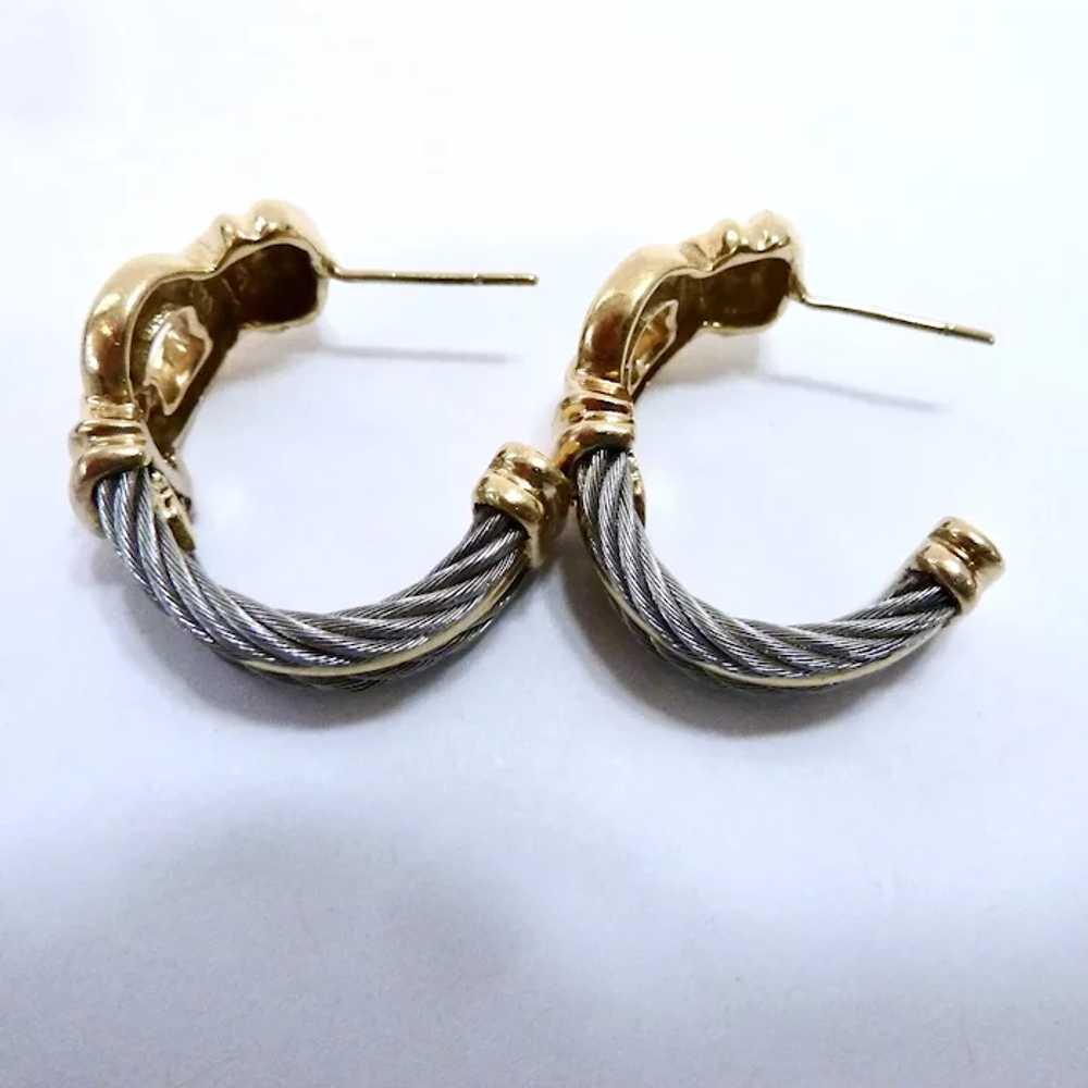 Charriol 18K Gold & Steel Cable Demi-Hoop Pierced… - image 7