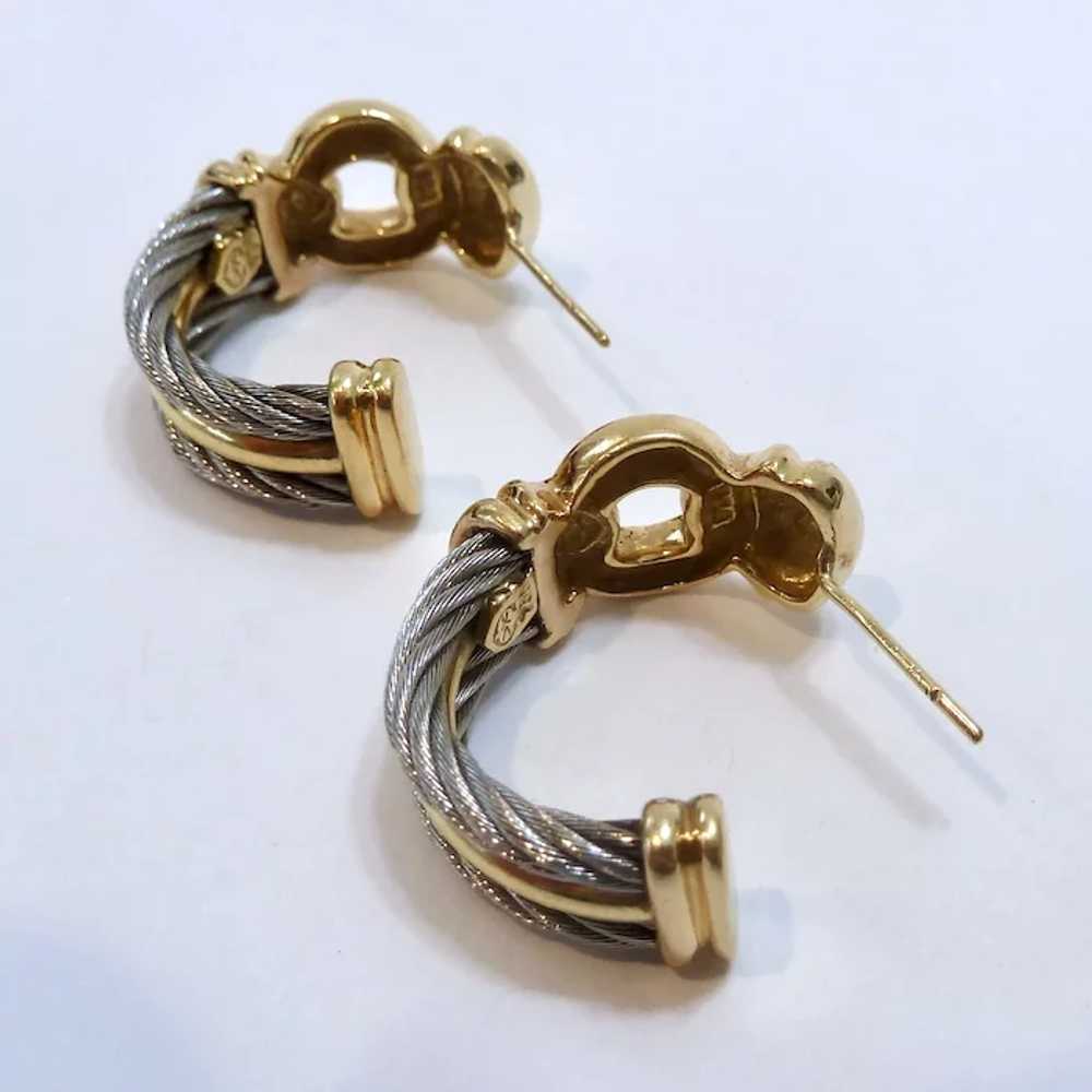 Charriol 18K Gold & Steel Cable Demi-Hoop Pierced… - image 8