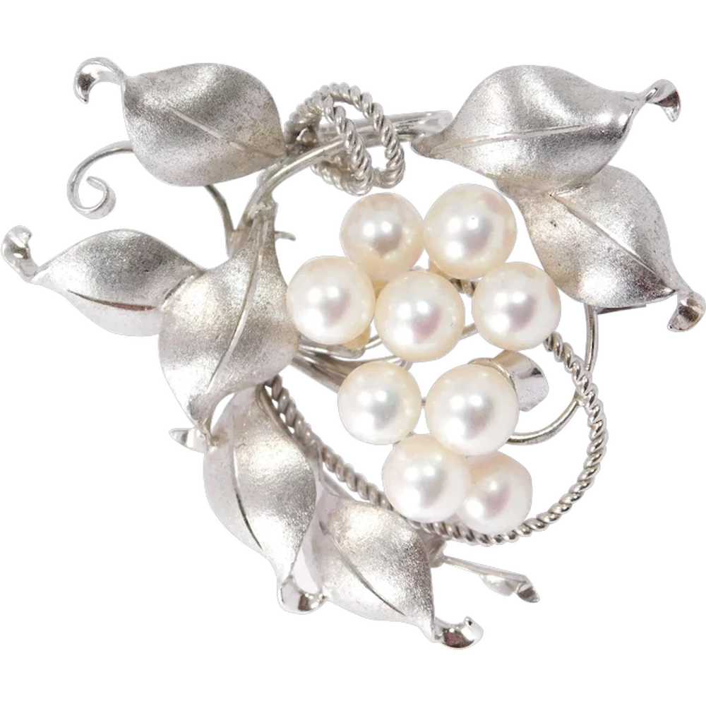 Beautiful Sterling Silver Vintage Pearl Brooch Pe… - image 1