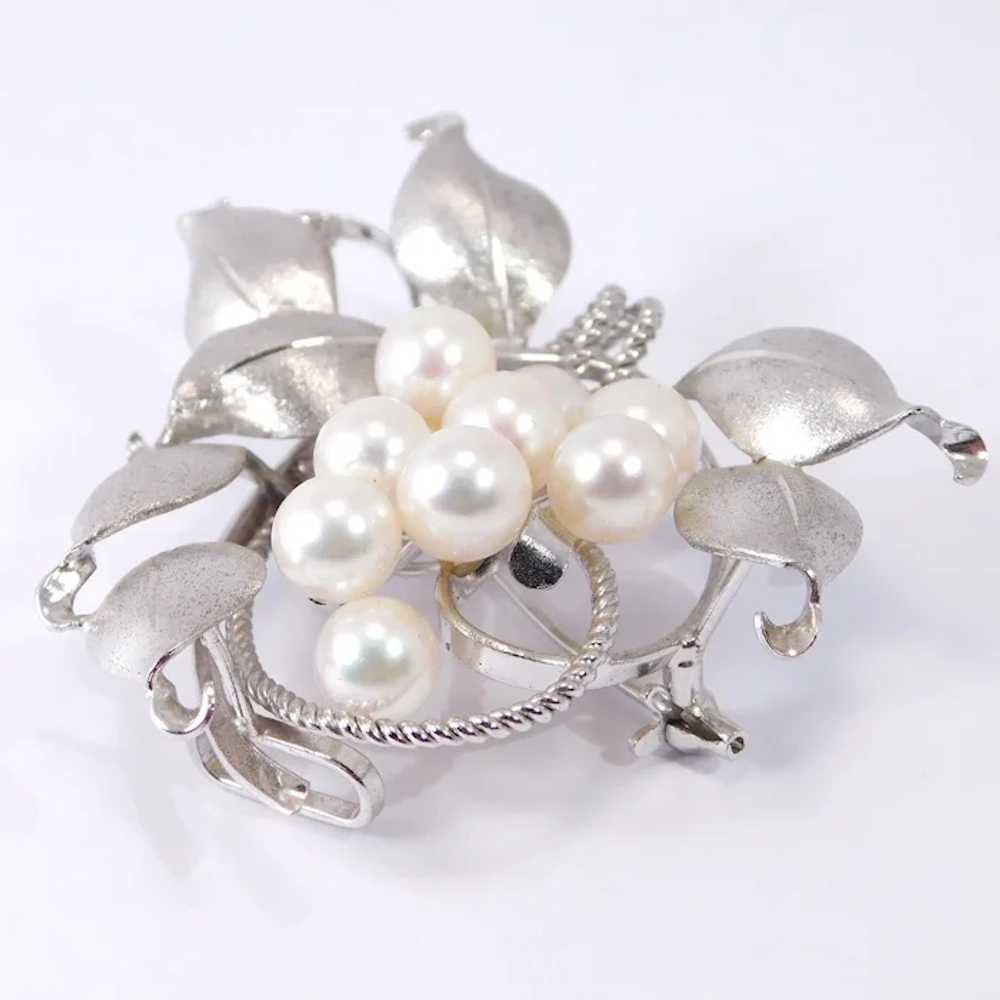 Beautiful Sterling Silver Vintage Pearl Brooch Pe… - image 2