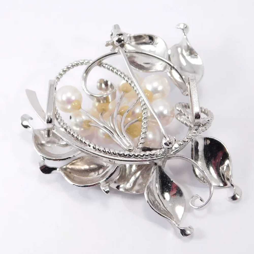 Beautiful Sterling Silver Vintage Pearl Brooch Pe… - image 4