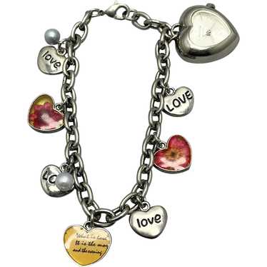 Vintage Hudson Watch Heart Charm Bracelet