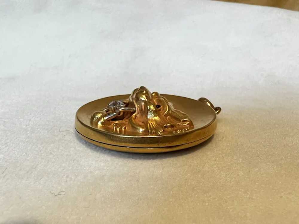 10k Gold & Old Cut Diamond Victorian Chimera Lock… - image 5
