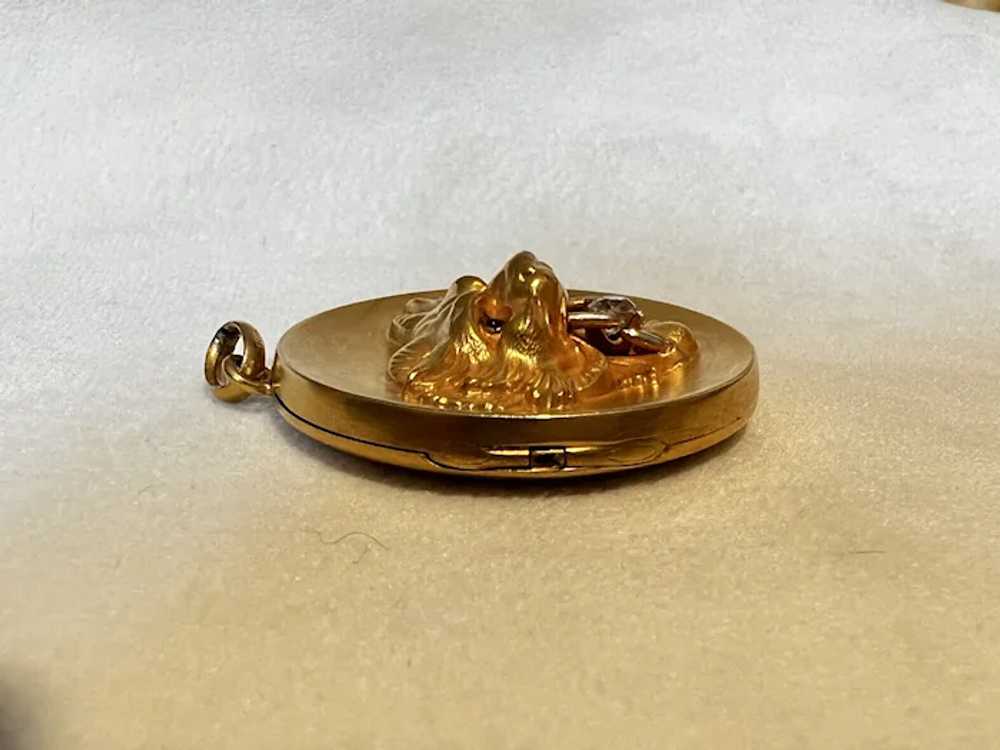 10k Gold & Old Cut Diamond Victorian Chimera Lock… - image 6