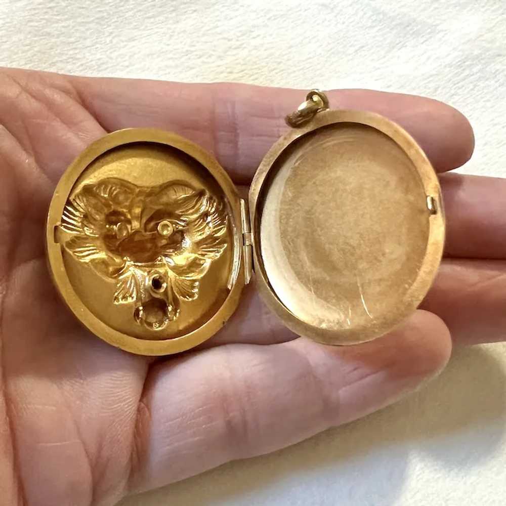 10k Gold & Old Cut Diamond Victorian Chimera Lock… - image 8