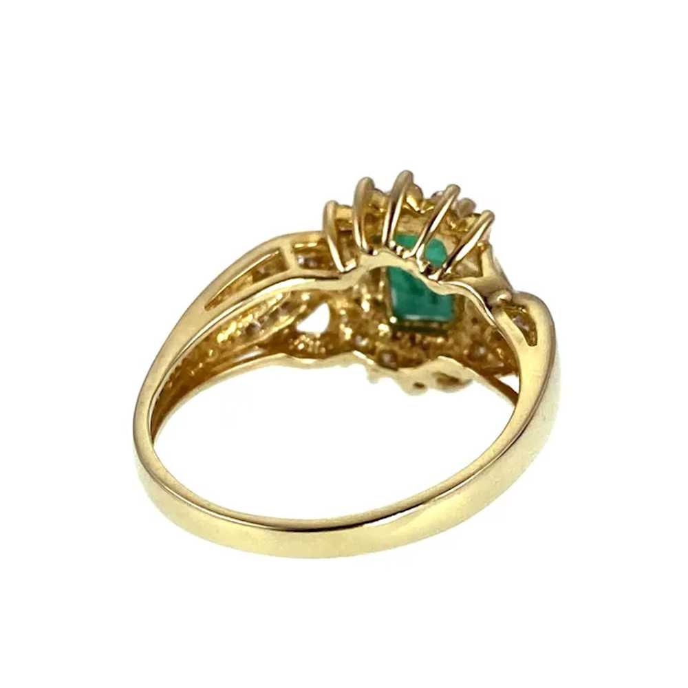 Vintage 14K, Emerald & Diamond Ring - image 5
