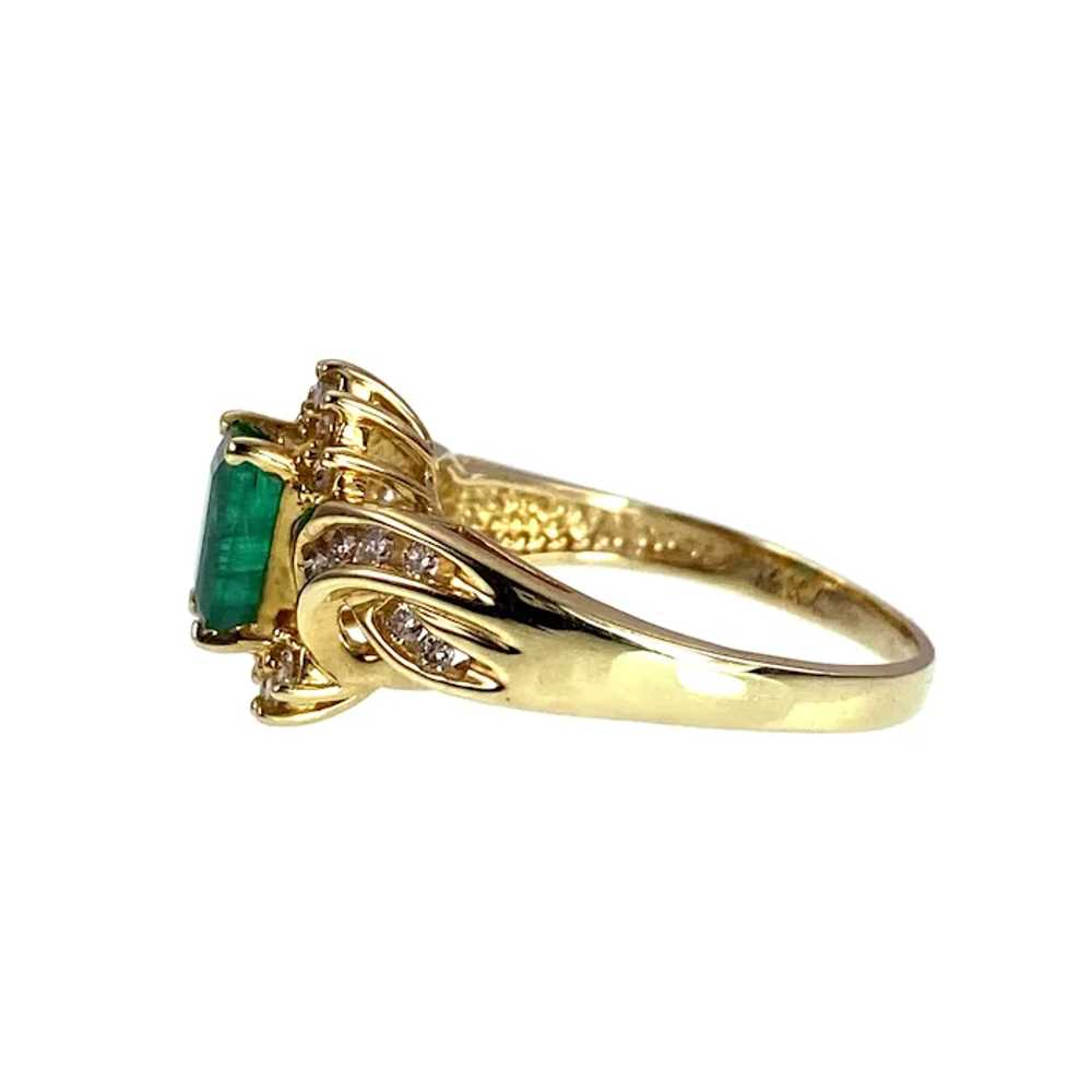 Vintage 14K, Emerald & Diamond Ring - image 6