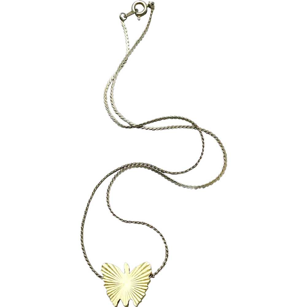 Vintage Butterfly Gold Tone Necklace - image 1