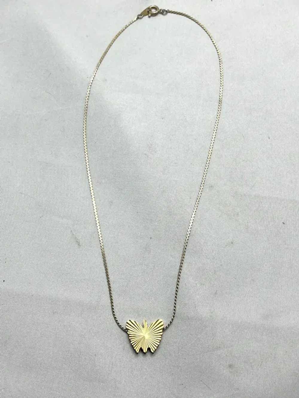 Vintage Butterfly Gold Tone Necklace - image 2