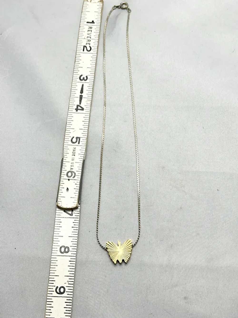 Vintage Butterfly Gold Tone Necklace - image 3