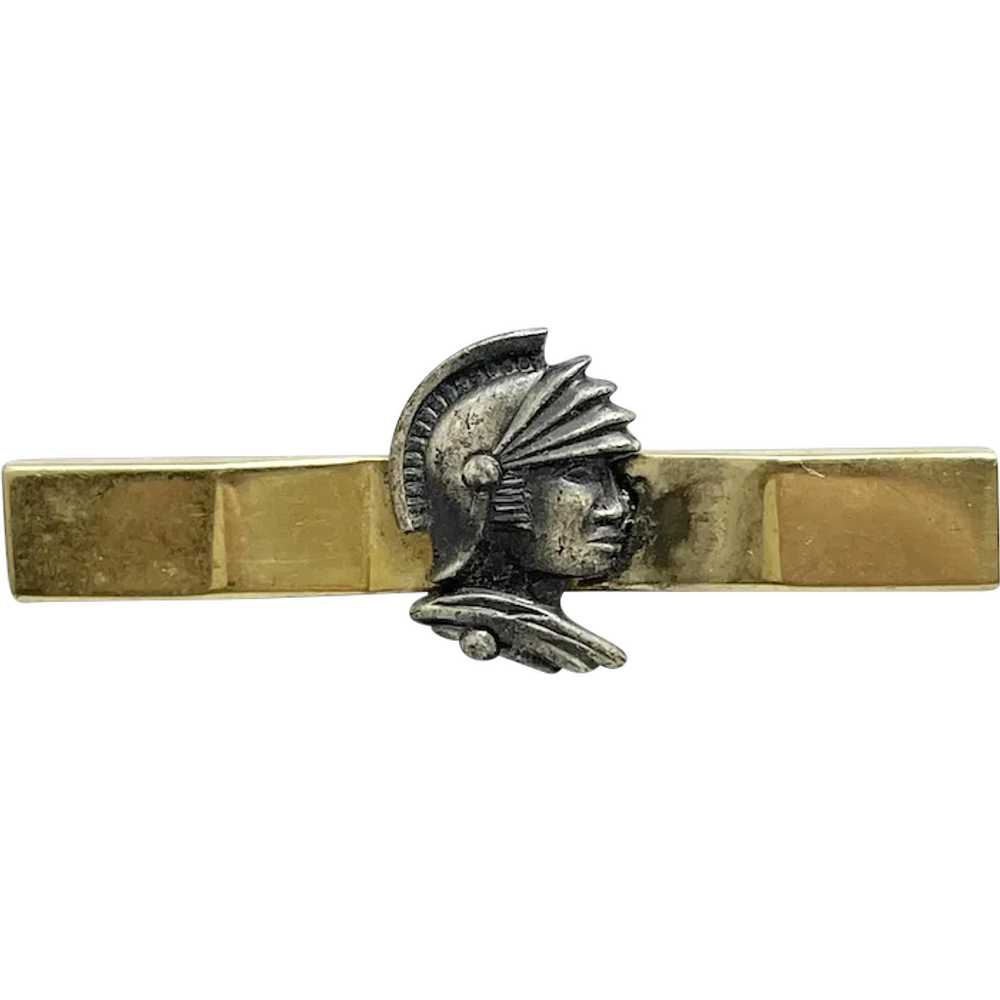 Vintage Knight Solider Gold Bar Pin - image 1