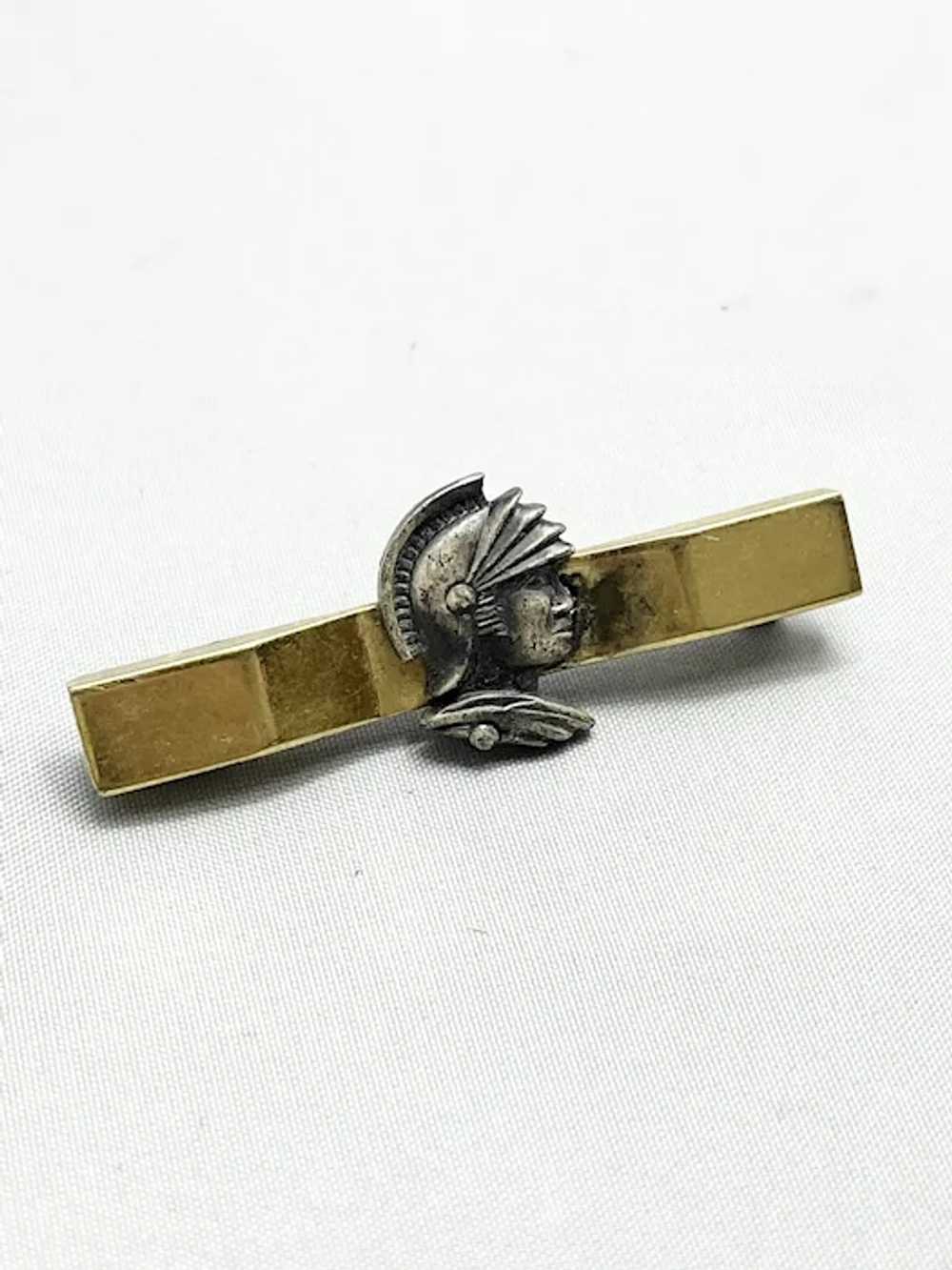 Vintage Knight Solider Gold Bar Pin - image 2