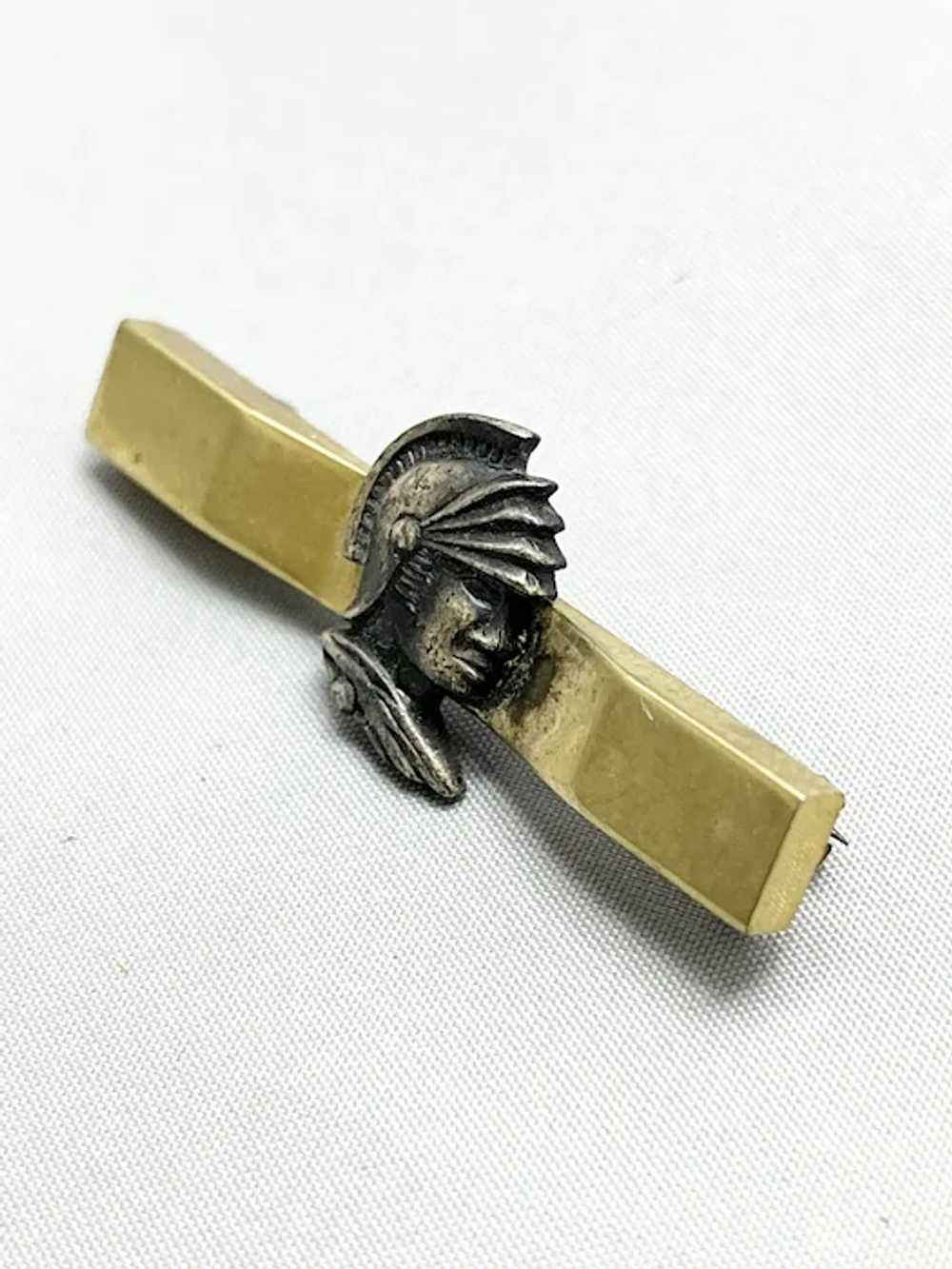 Vintage Knight Solider Gold Bar Pin - image 3