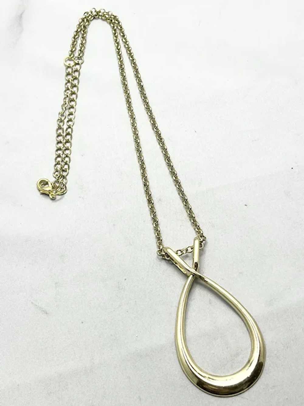 Vintage Gold Tone Large Pendant Necklace - image 2