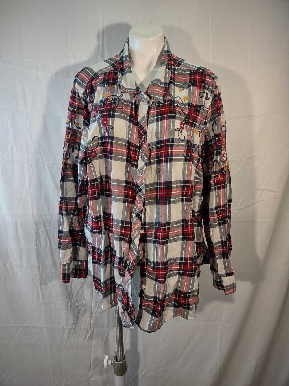 Unbrnd × Unkwn Terra & Sky plaid women button up … - image 1