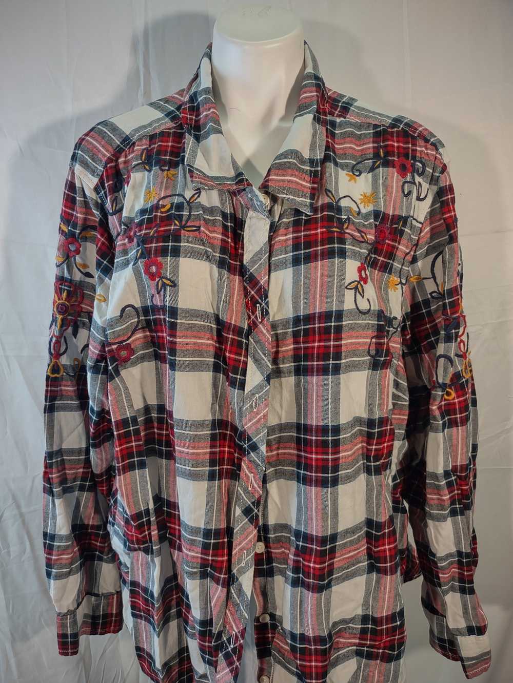 Unbrnd × Unkwn Terra & Sky plaid women button up … - image 9