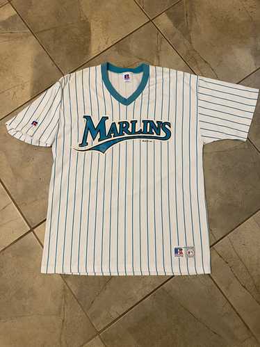 VTG 90s MLB FLORIDA MARLINS RUSSELL AUTHENTIC JERSEY PINSTRIPE SIZE 40