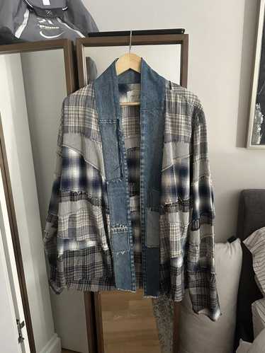 Greg Lauren Greg Lauren mixed blue plaid kimono s… - image 1