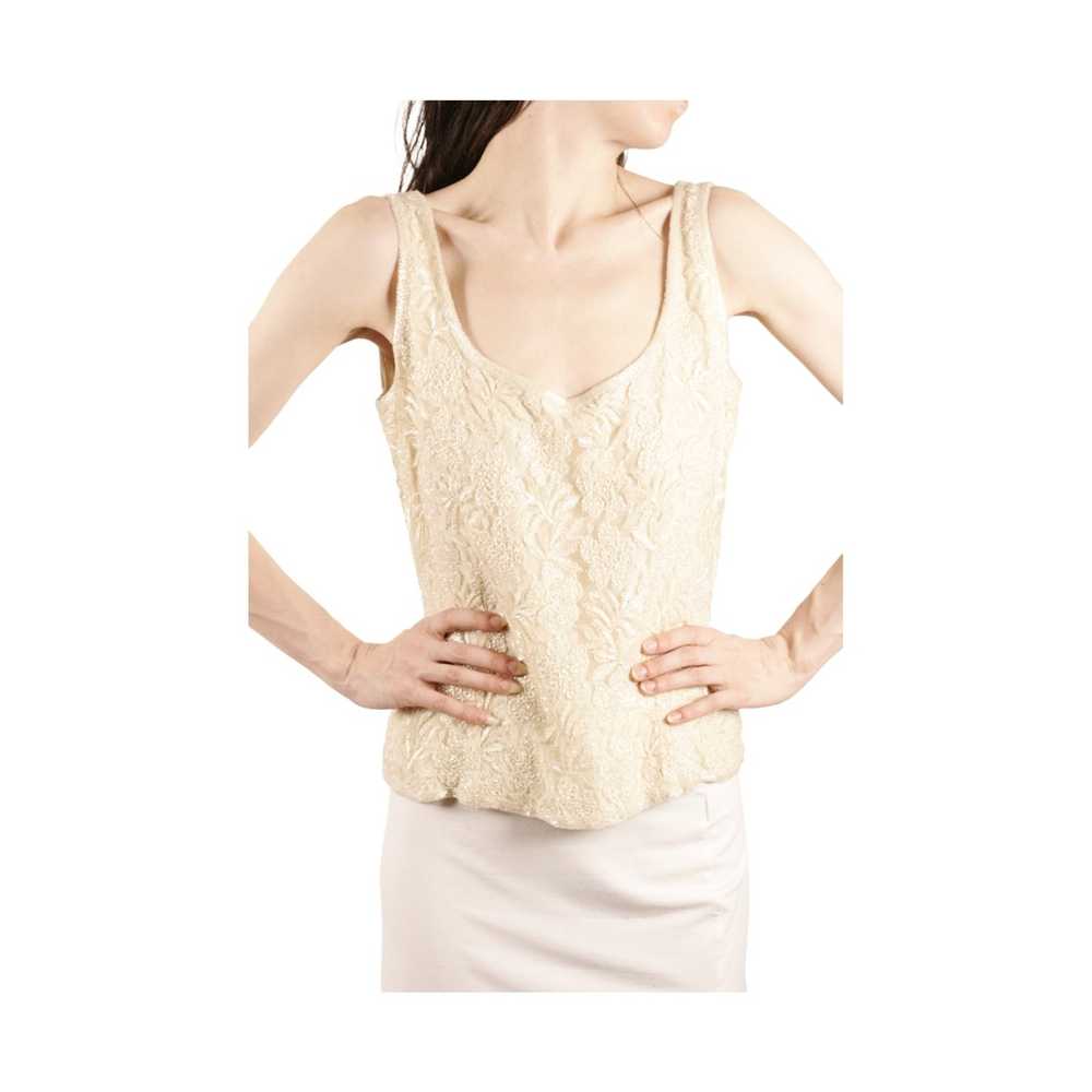 Vintage Beaded Sequin Camisole Nightline Ivory Li… - image 1