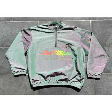 Vintage 80's Surf Style Iridescent 1/4 Zip Windbreaker Jacket Unisex One  Size