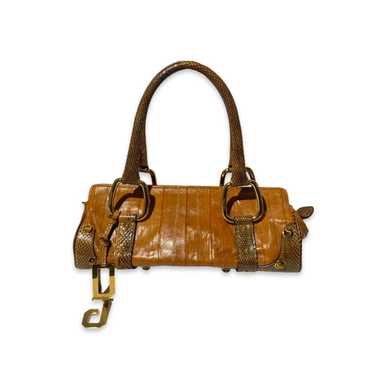 DOLCE&GABBANA Vintage Logo Rhinestone Handbag Pochette Leather