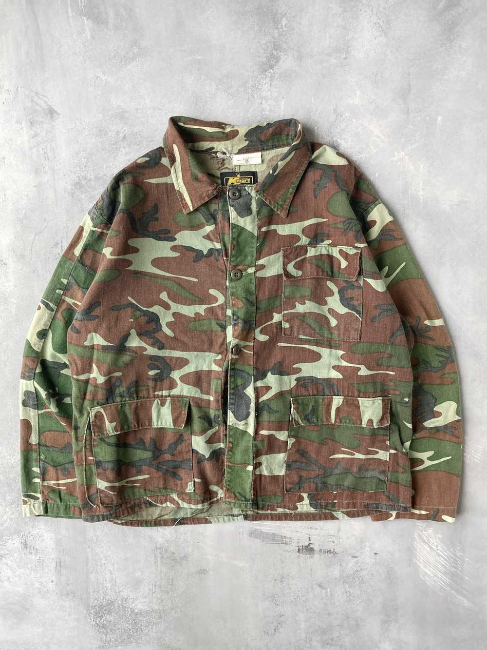 Camouflage Fatigue Shirt Jacket 80's - XL Boxy - image 1