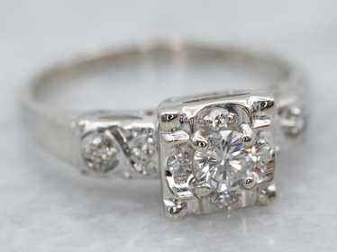 Retro Era Diamond Engagement Ring - image 1