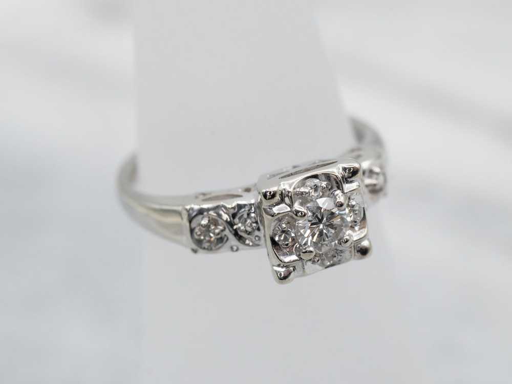 Retro Era Diamond Engagement Ring - image 3