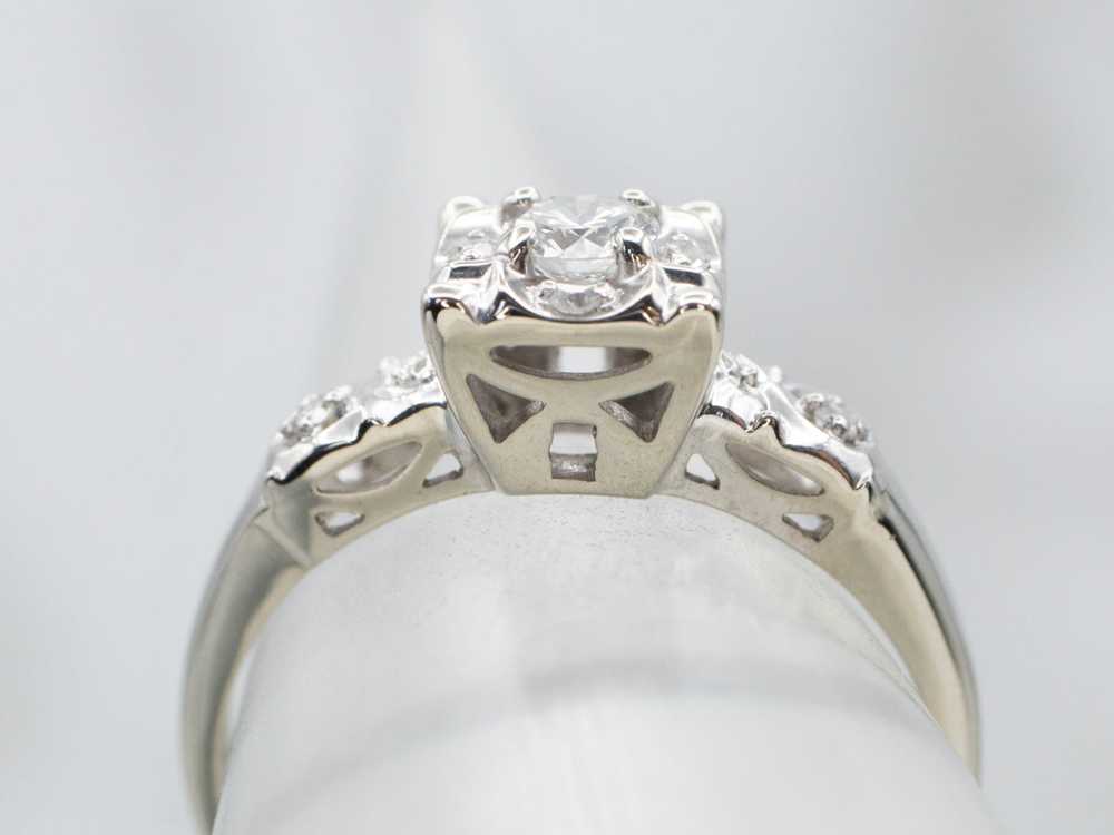 Retro Era Diamond Engagement Ring - image 4