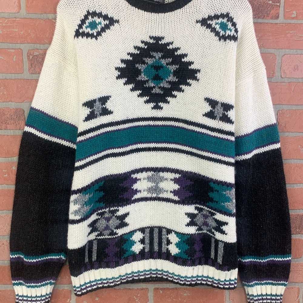 Vintage VTG 90s Peter England Aztec Acrylic Crewn… - image 3