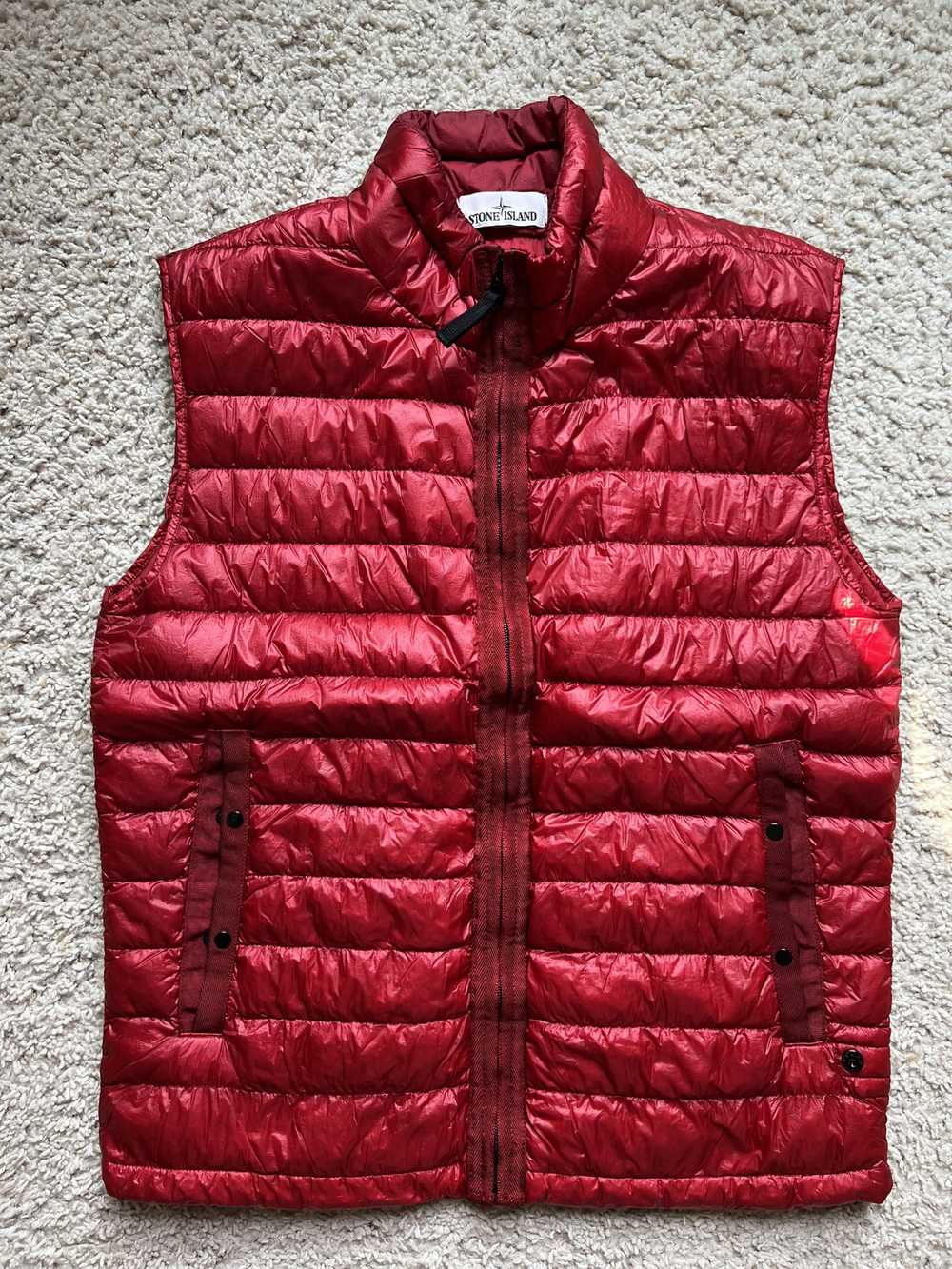 Stone Island Garment Dyed Down Vest size L Red - image 1