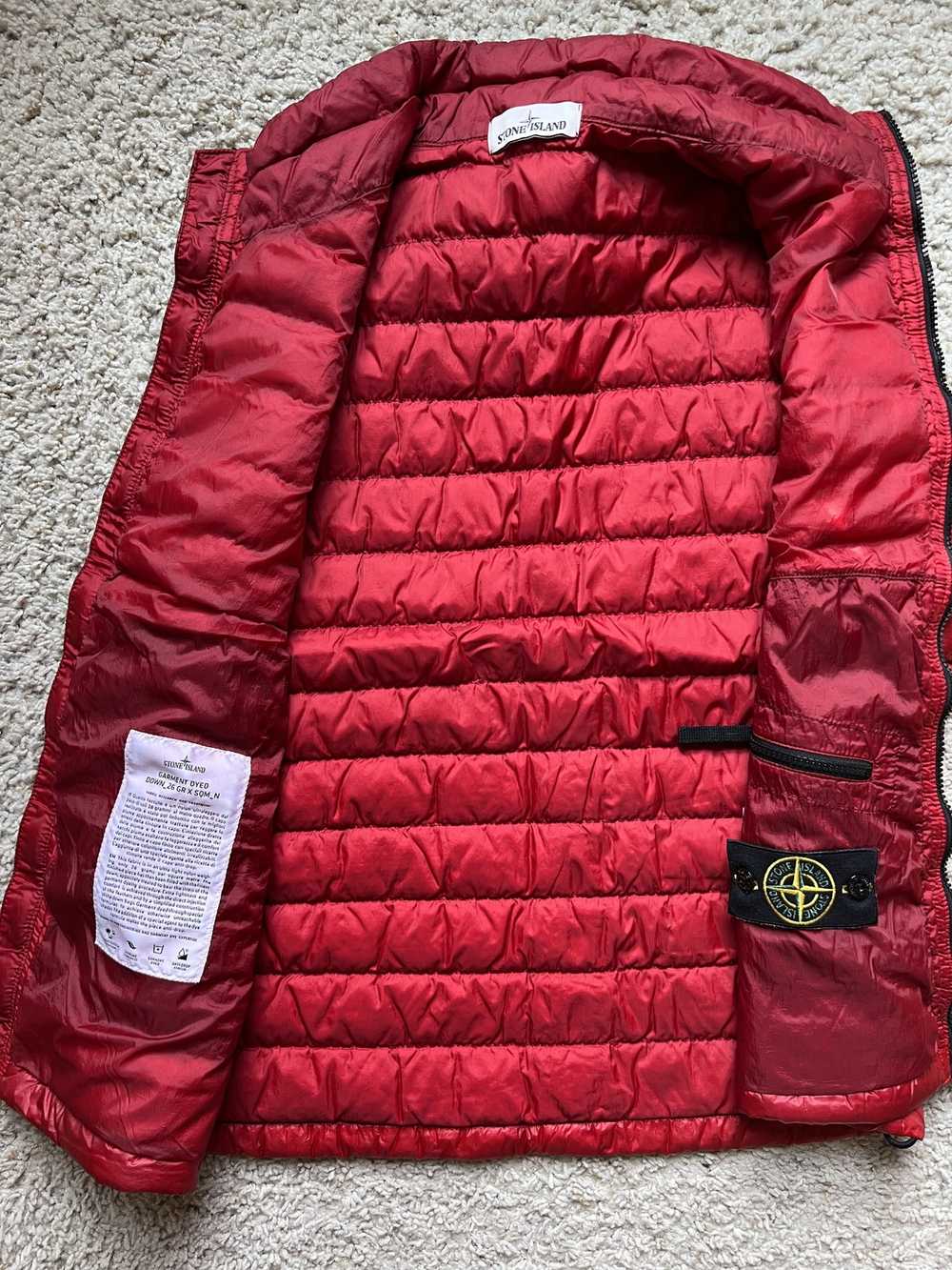 Stone Island Garment Dyed Down Vest size L Red - image 2