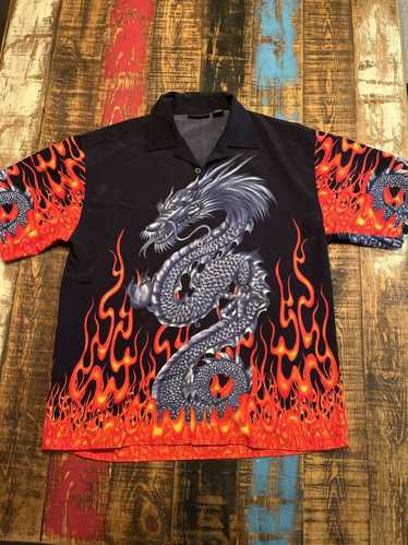 Rue 21 Vintage Dragon with Flames Button up Shirt
