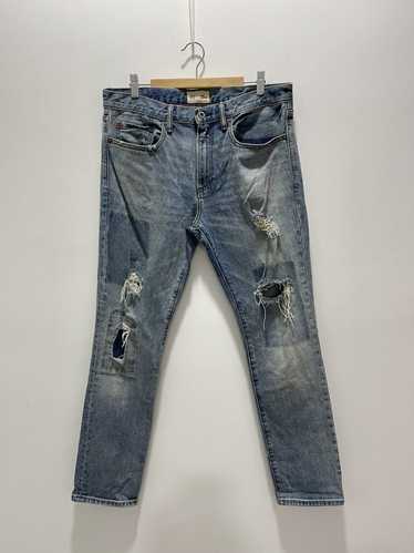 GAP Cone Denim Jeans Mens 34x34 Skinny Flex Pants Distressed Patchwork Adult