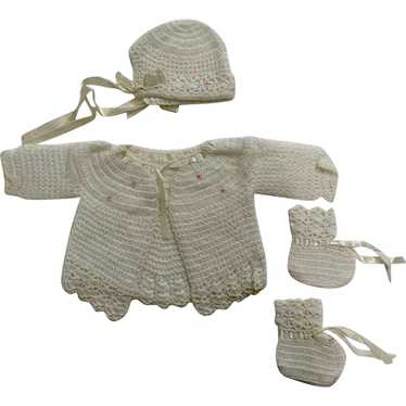 RENZO ITALY newest 2-piece Baby Set Knit crochet vintage Winter Baby outfit