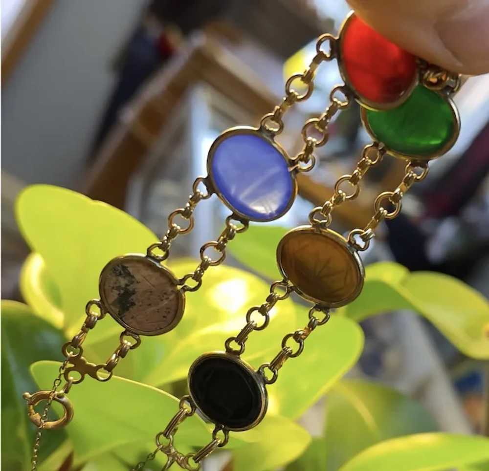 Vintage gold filled gemstone scarab bracelet - image 4
