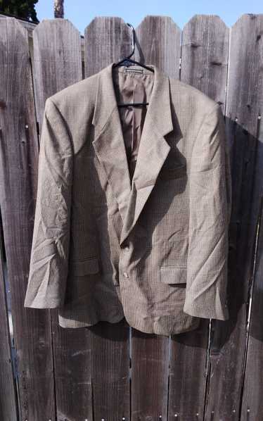 Pierre Balmain Tan windowpane plaid jacket blazer 