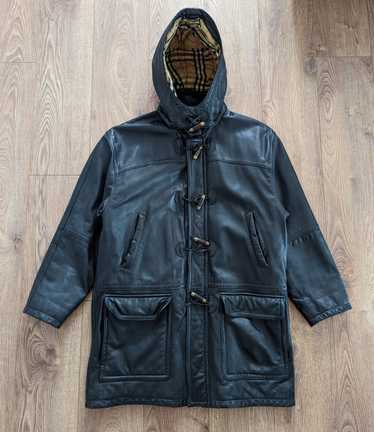 Burberry × Leather Jacket × Vintage Vintage BURBERRY … - Gem