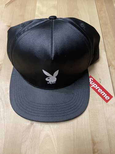 Playboy × Supreme SS16 Black Satin 5 Panel Snapbac