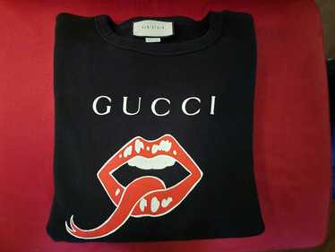 Gucci GUCCI Sweater Mouth Logo Lips Black Cotton … - image 1