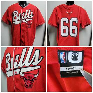 VTG 90’s Chicago Bulls Men’s Starter Pinstripe Baseball Jersey Size Large